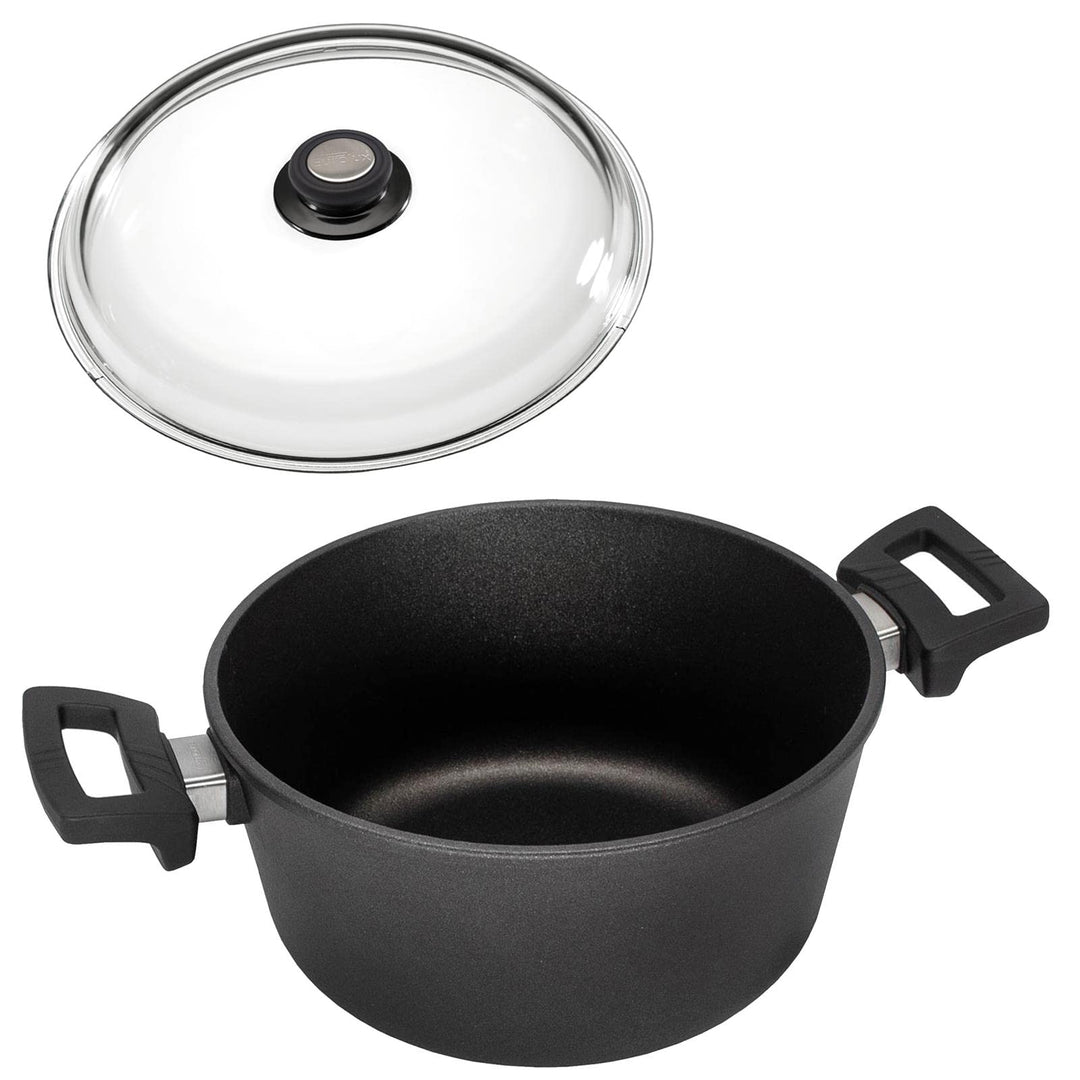 Eurolux Guss-Topf Set & Deckel Ø 24 cm - ca. 4,5 Liter - kleiner hoher Universal-Koch-Topf Aluguss m