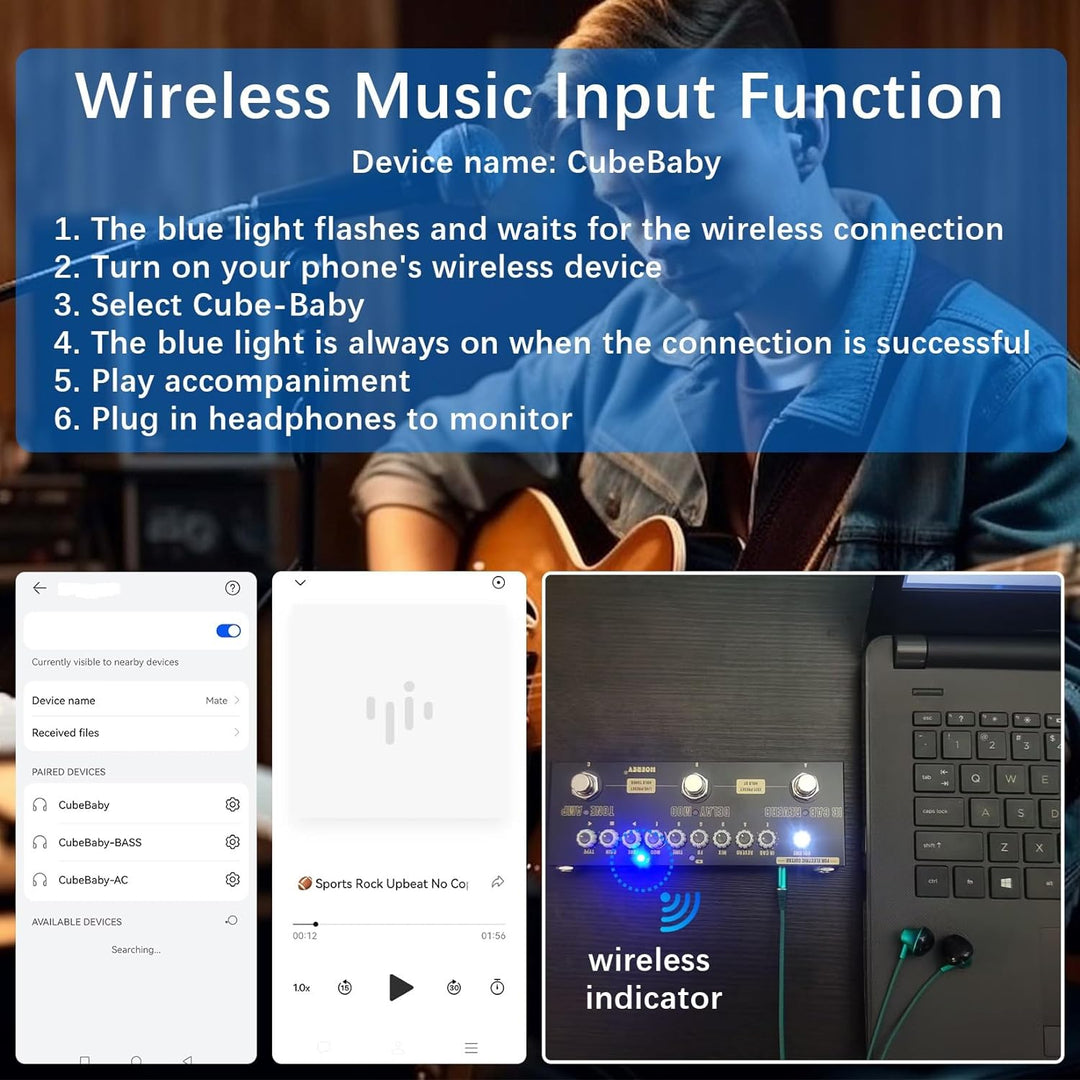HOEREV Multi Effekte Gitarre Pedal Delay Reverb Phase Chorus Distortion Overdrive Multi Effekt pedal