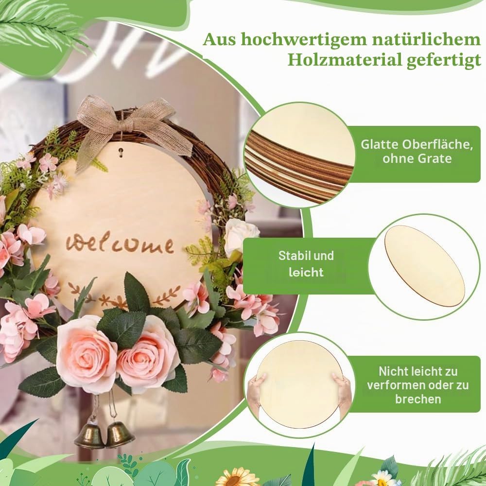 12 Stück Naturholzscheiben Holzscheiben 30cm Durchmesser Natürliche Holzplatte Rund zum Bemalen Unbe