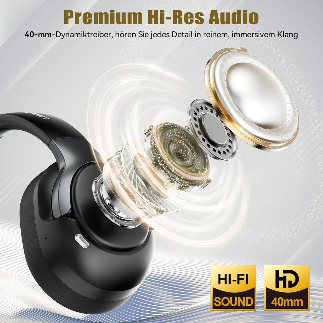 TECKNET Over Ear Kopfhörer Bluetooth mit Hybrid Active Noise Cancelling, Kabellose Bluetooth 6.0 Kop