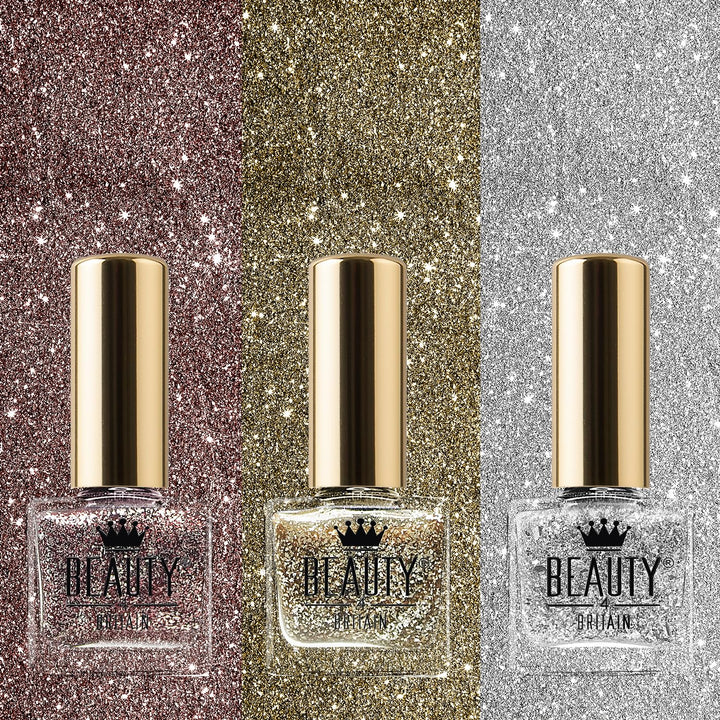 Set aus 24 Glitzer-Nagellacken – 24 Faszinierende Farbtöne in einer Kosmischen Box – 6.5 ml Fläschch