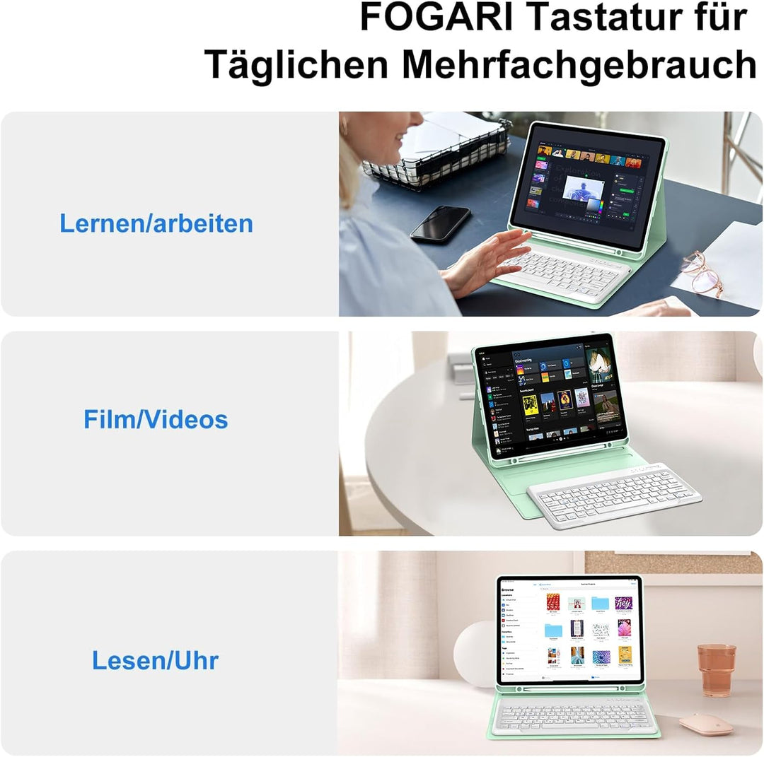 Hülle mit Tastatur für iPad Pro 12.9 (6/5/4/3 Gen), Deutsches QWERTZ, Magnetisch Abnehmbarer Bluetoo