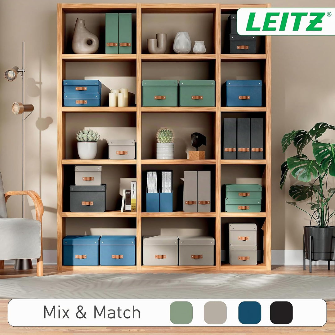 Leitz Puro Flache Aufbewahrungsbox mit Deckel, Medium, 2er-Set, Box 8 L, stapelbar, Organizer-Box fü