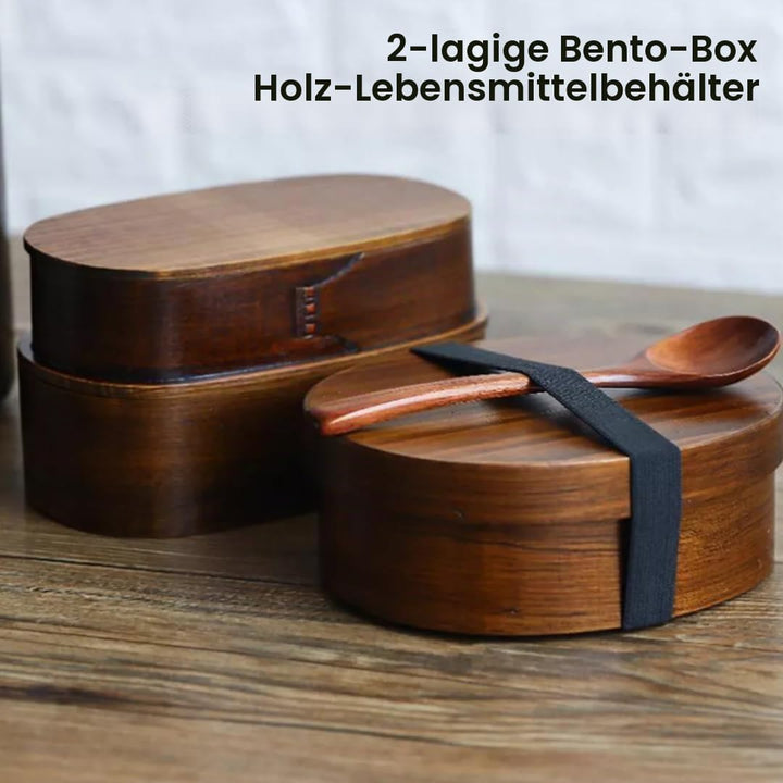 Bento-Lunchbox, 2-lagige Japanische Bento-Box aus Holz, Lebensmittelbehälter, Isolierung, Lunchbox,