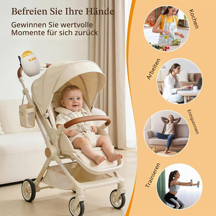 Kinderwagenschaukler - Einschlafhilfe Baby Handfreie Babywippe Elektrisch mit 45-Min Timer, USB-C Wi