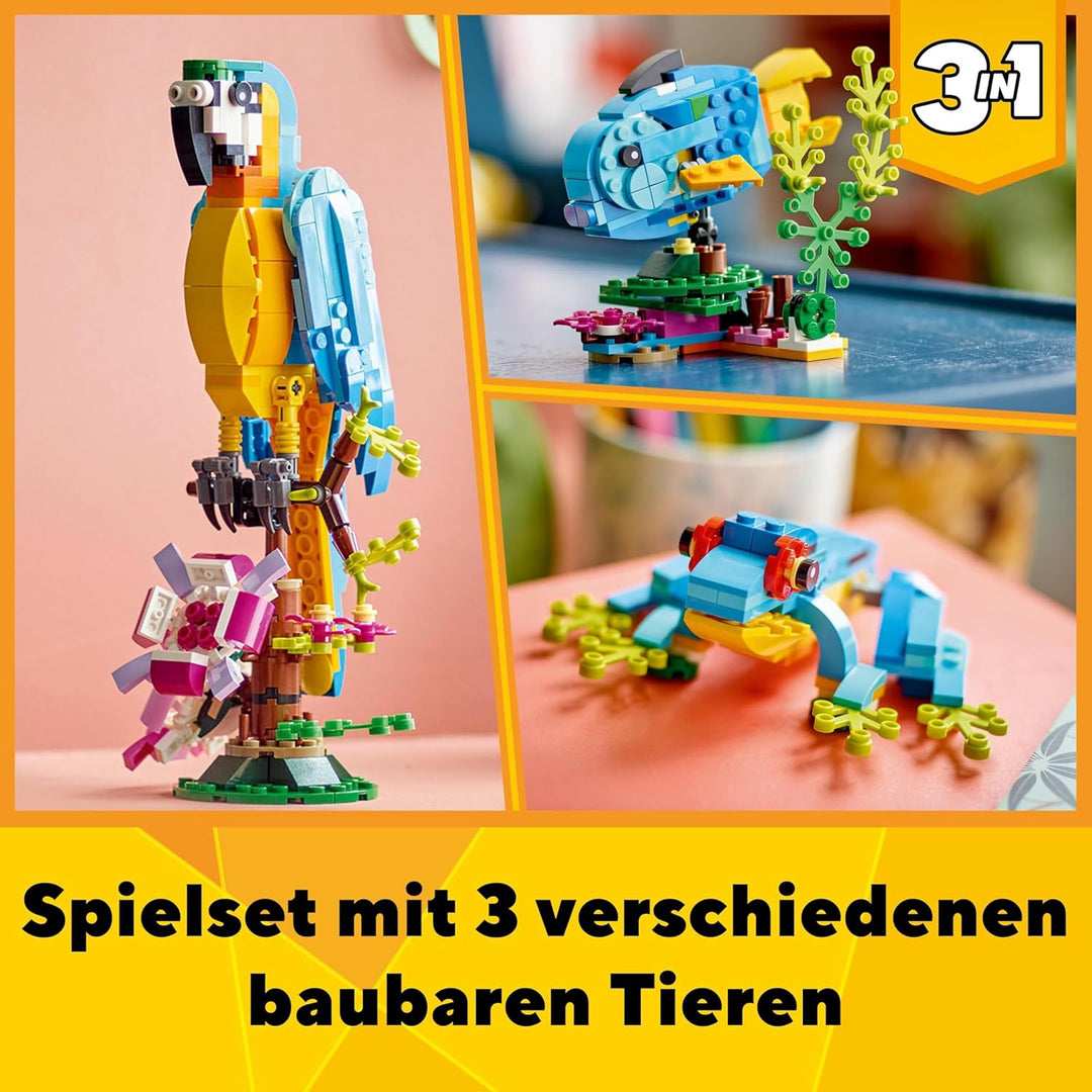 LEGO Creator 3in1 Exotischer Papagei, Frosch und Fisch Ostergeschenk Dschungel-Tier-Figuren Bauspiel