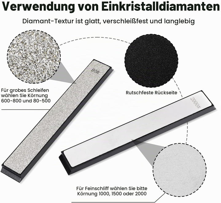 Liseng 10 Stück -Messerschleifstein-Set, Wetzstein-Messerschärfer für professionelles Küchen-Schärfs