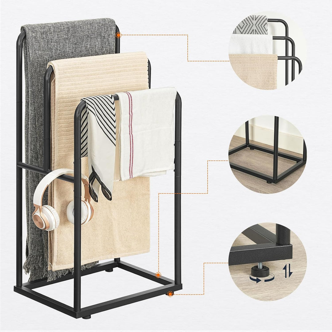 HOOBRO Hoher Handtuchständer mit 3 Stangen, Handtuchhalter Freistehend, Handtuchtrockner für Badezim