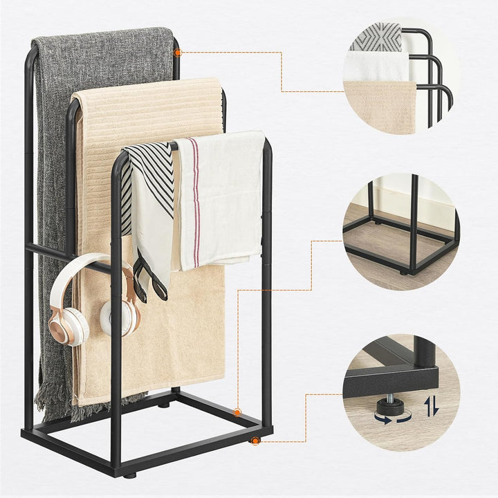 HOOBRO Hoher Handtuchständer mit 3 Stangen, Handtuchhalter Freistehend, Handtuchtrockner für Badezim