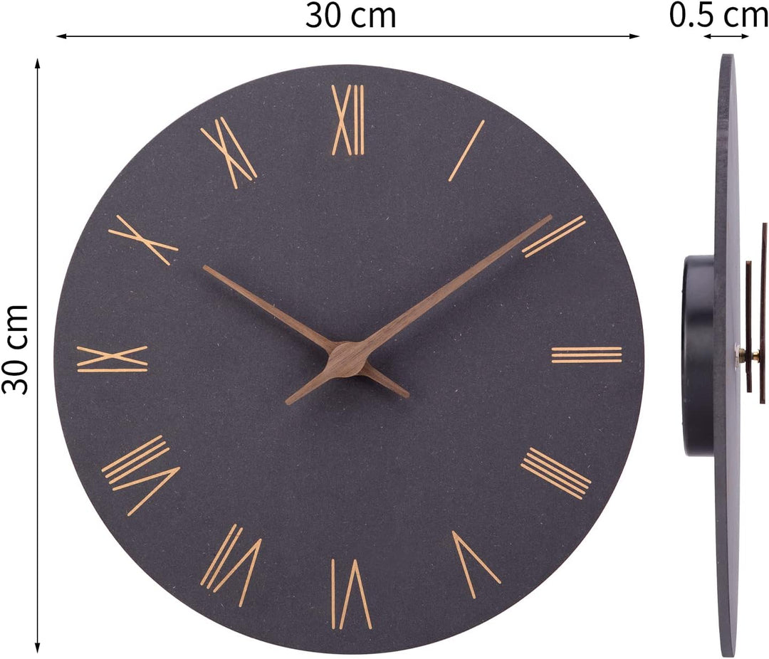 Wanduhr Holz Wanduhr Ohne Tickgeräusche MDF Wanduhren Lautlos Modern 30cm Quarz Gross Batterie Betri
