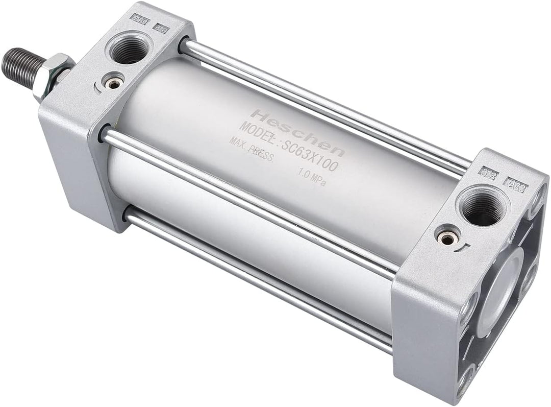 Heschen Pneumatischer Standard-Luftdruckzylinder, SC 63-100, PT3/8'' Anschluss, 63mm Bohrung, 100mm