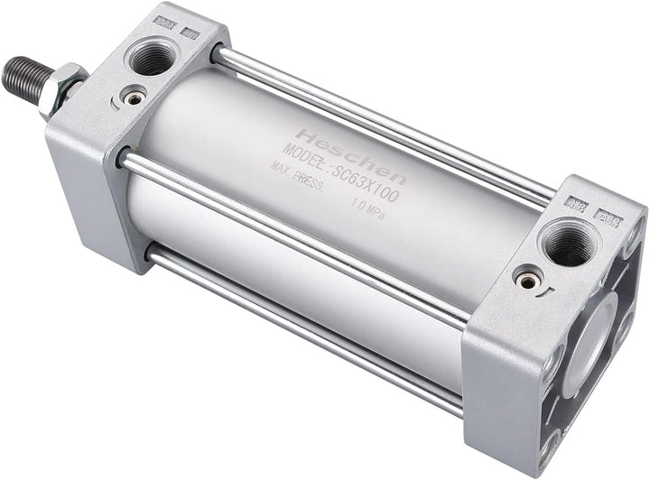 Heschen Pneumatischer Standard-Luftdruckzylinder, SC 63-100, PT3/8'' Anschluss, 63mm Bohrung, 100mm