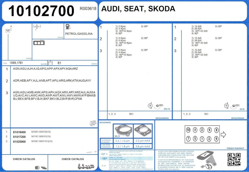 Ajusa 10102700 Zylinderkopfdichtungen