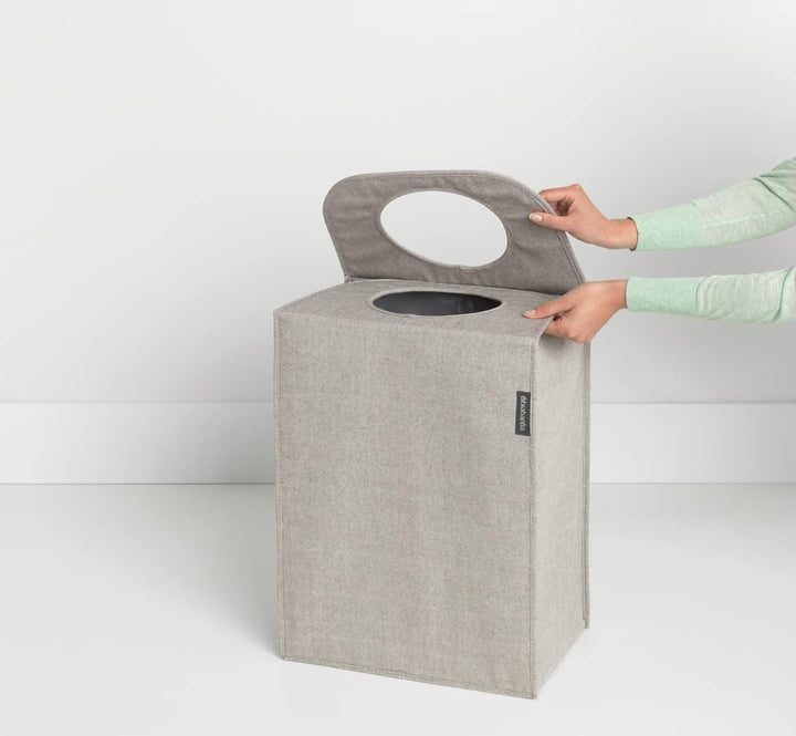 Brabantia - Wäschesack - Quick-Drop-Öffnung - Robuste Textilsack - Platzsparend - Der Deckel lässt s