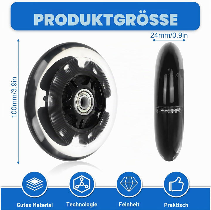 4 Stück Leuchtende Stunt Scooter Rollen, 80mm Leuchtende Stunt Scooter Roller Räder, Led Ersatzräder