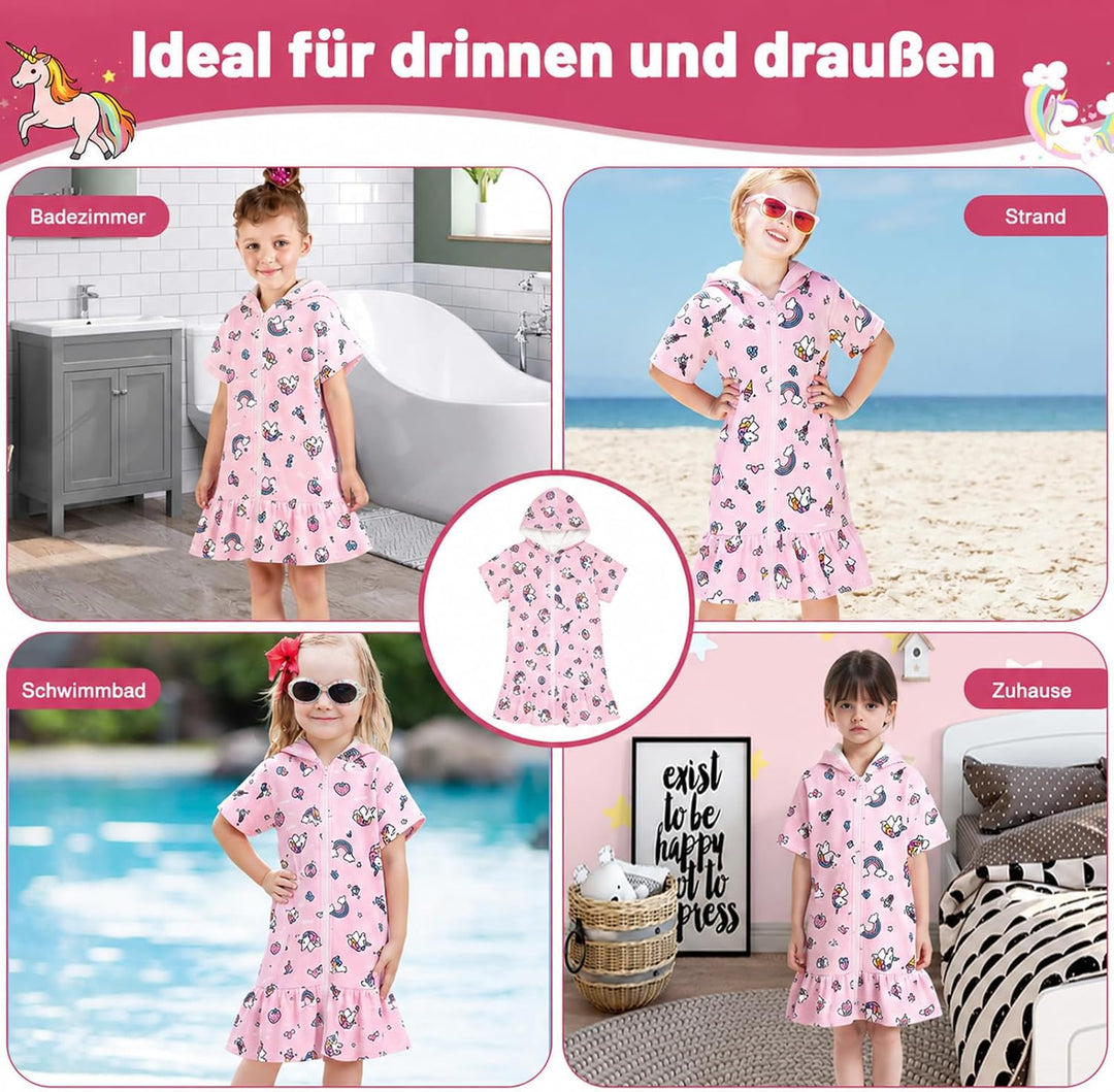 MOEMOE BABY Badeponcho Kinder mit Kapuze 100% Baumwolle Kapuzenbadetuch für Zuhause &amp; Schwimmbad, Ki