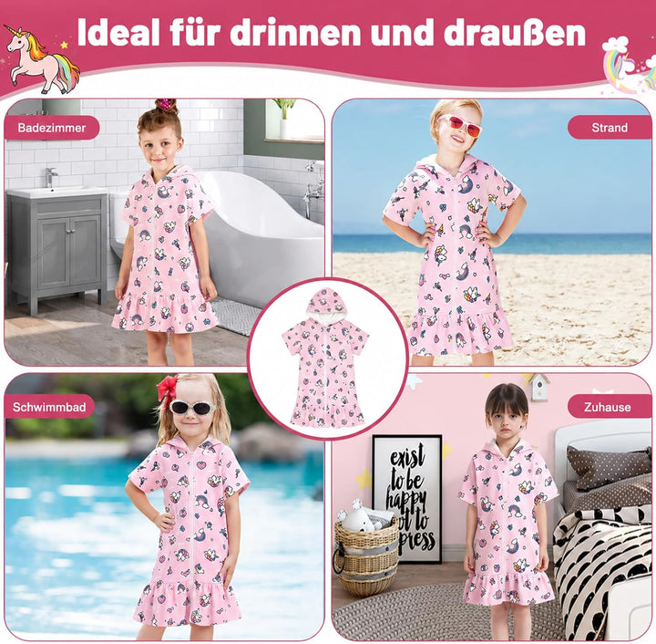 MOEMOE BABY Badeponcho Kinder mit Kapuze 100% Baumwolle Kapuzenbadetuch für Zuhause &amp; Schwimmbad, Ki