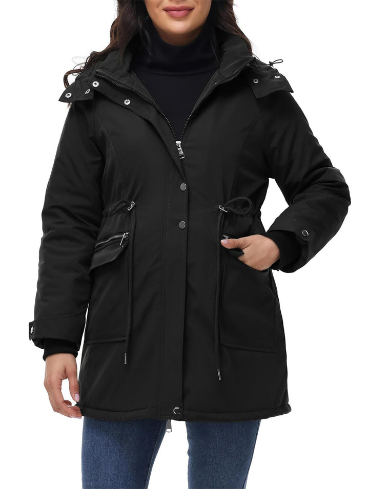 Maacie Umstands Baumwolljacke 3 in 1 Winter Langer Puffer Daunenjacke Parka mit Kapuze mit Taschen W