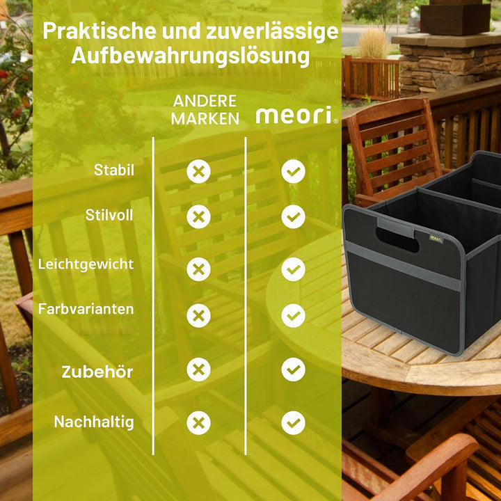 Meori Aufbewahrungsbox faltbar Traglast 30 kg - 50cm 32cm 27.5cm Grösse L Schwarz Faltbox, Schwarz F