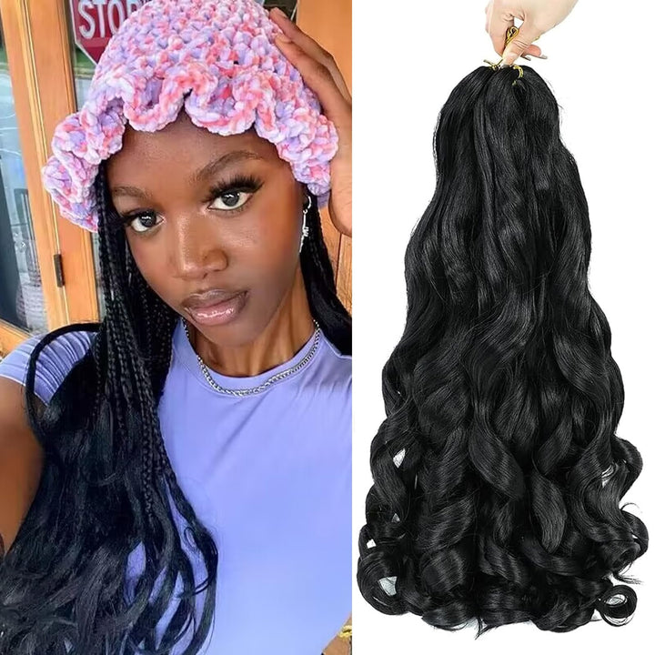 Herkeymidy french curly braiding hair 24 inch Loose Wavy 8 Pack Bouncy Braiding Hair extensions 75g/