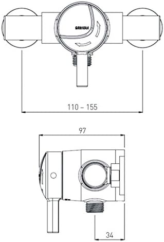 Bristan MINI2 TS1203 EL C OPAC Thermostat-Mini Hebel, Chrom Duschventil