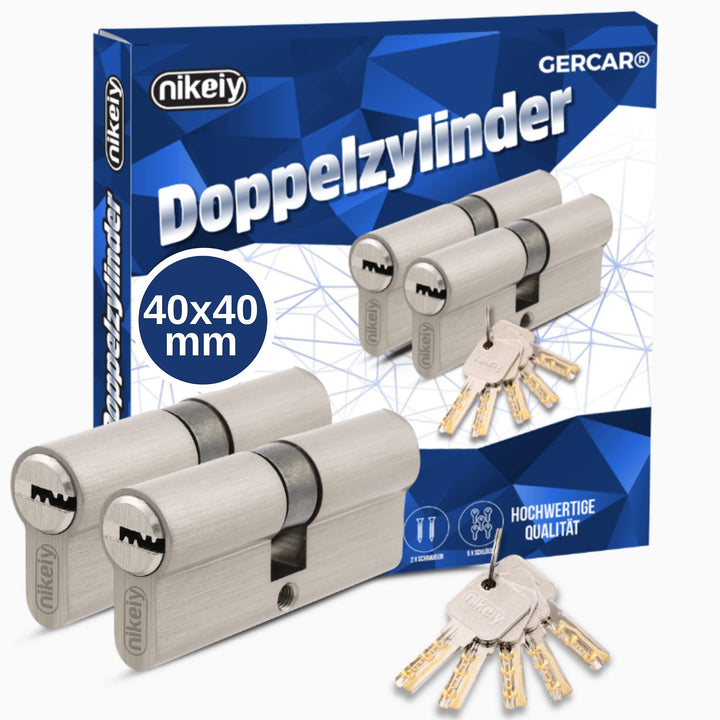 GERCAR Pro 2er Set Profilzylinder gleichschliessend 80mm Schliesszylinder 40/40 Doppelzylinder Zylin