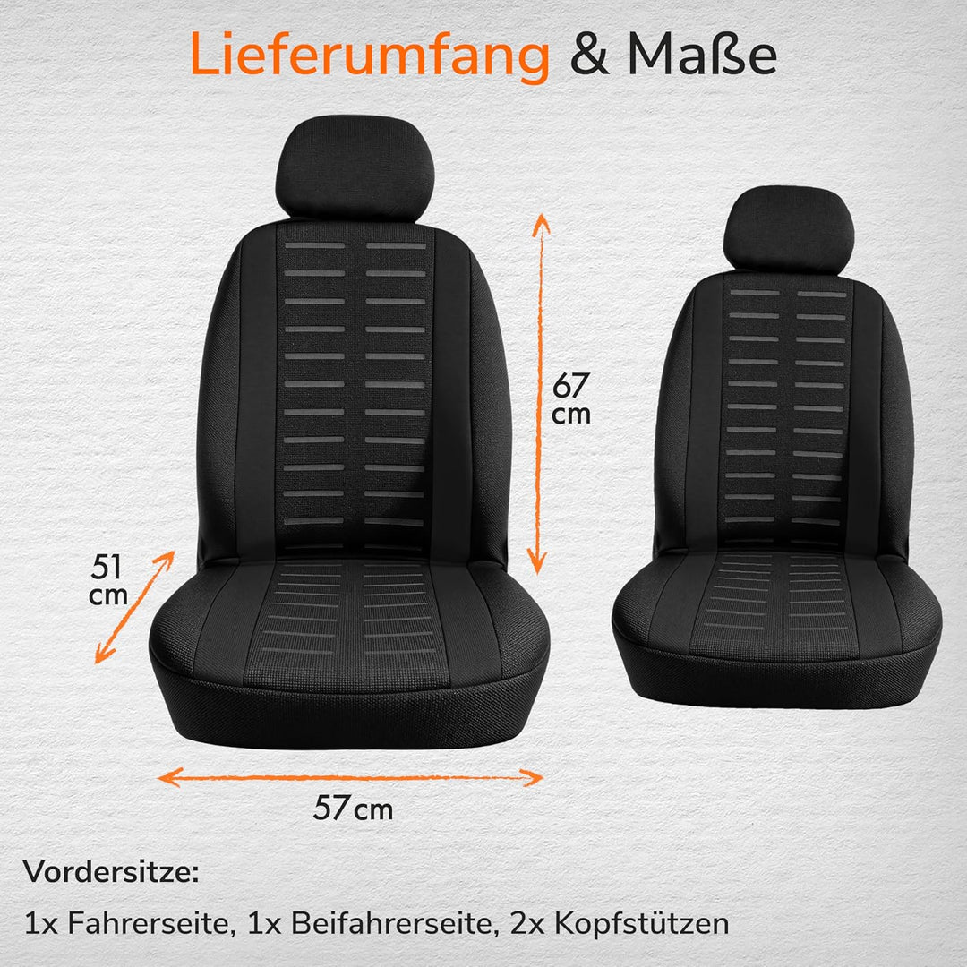 Upgrade4cars Autositzbezüge Set für die Vordersitze Version 2026 | Auto-Schonbezüge Universal in Sch