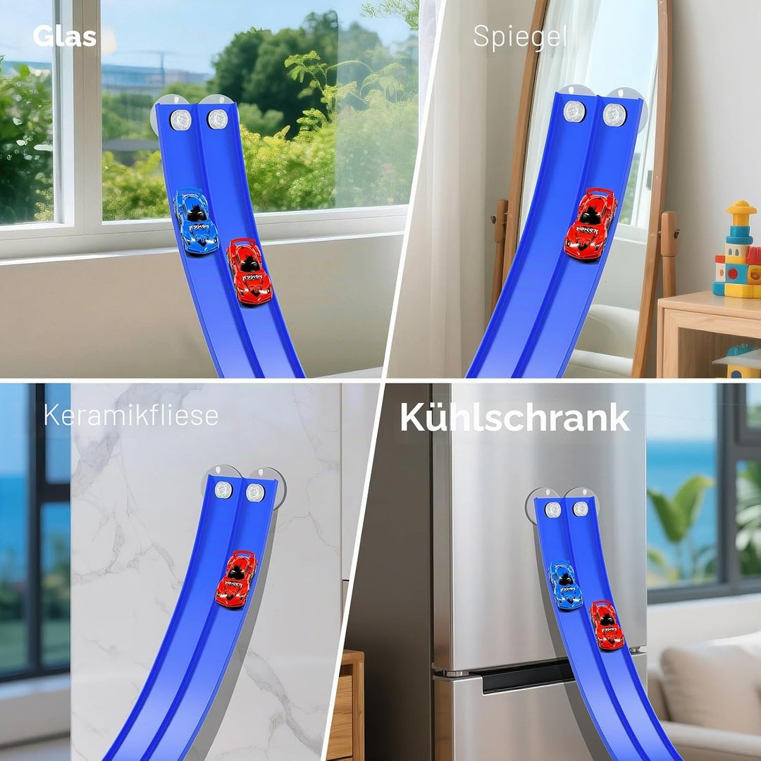 KETIEE Autorennbahn 5M Inklusive 2 Autos: Flexible Rennbahn Rennstrecke Auto Rennbahn Kinder 3 4 5 6