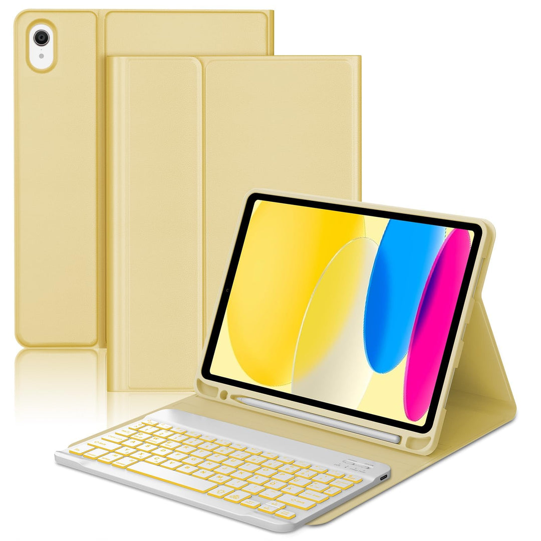 Tastatur Hülle für iPad A16 11./10. Gen. (2025/2022) – 7-Farben Beleuchtung, QWERTZ Deutsch Bluetoot