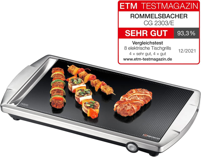 ROMMELSBACHER Ceran Grill CG 2303/E - Made in Germany, Ceran Grillfläche, Temperaturen bis 380 °C st