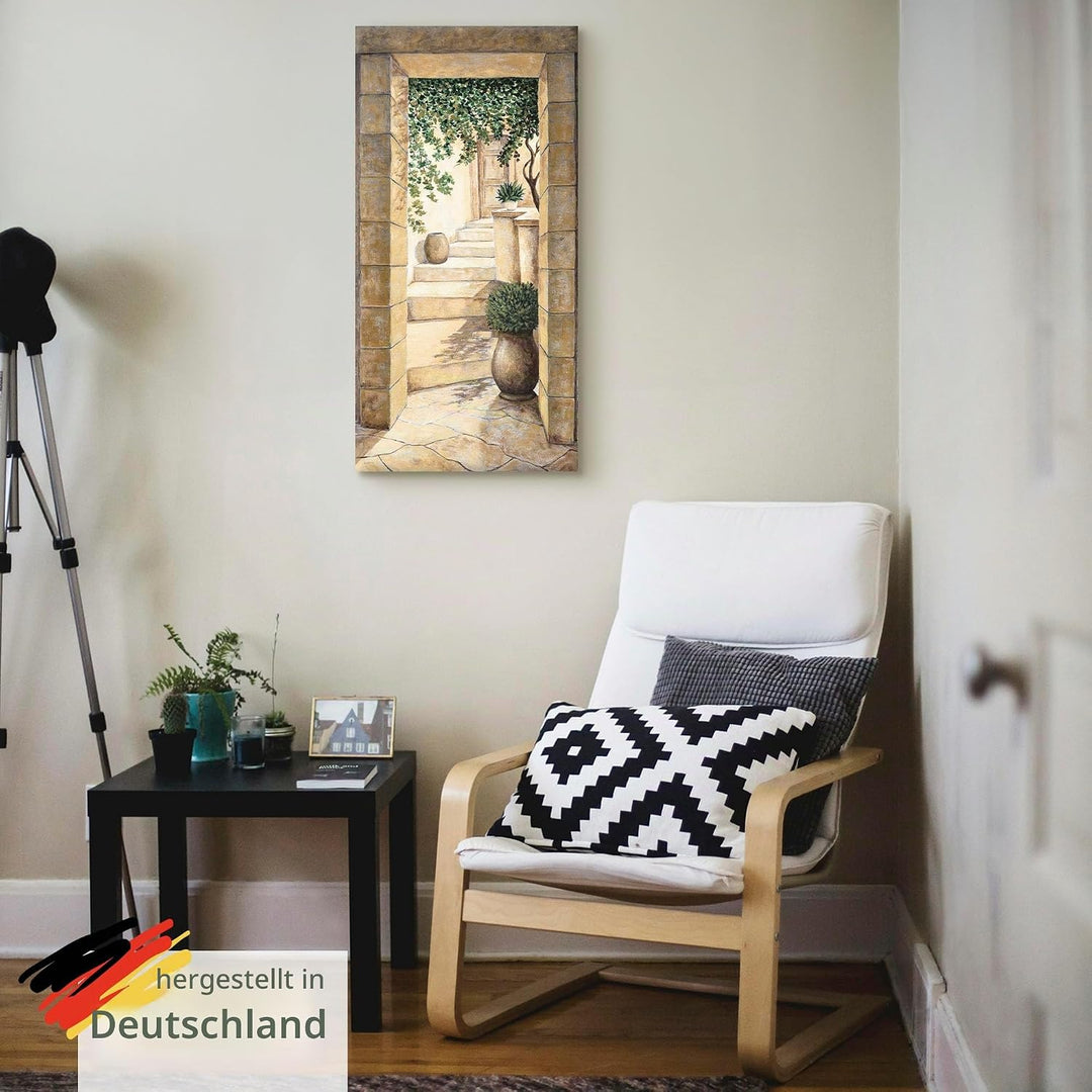ARTland Leinwandbilder Wandbild Bild auf Leinwand 30 x 60 cm Architektur Fenster Türen Malerei Creme