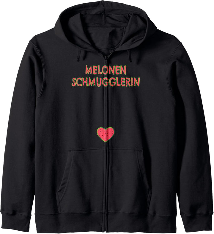 Schwangerschafts Tshirt Lustig Spruch Melonenschmugglerin Kapuzenjacke