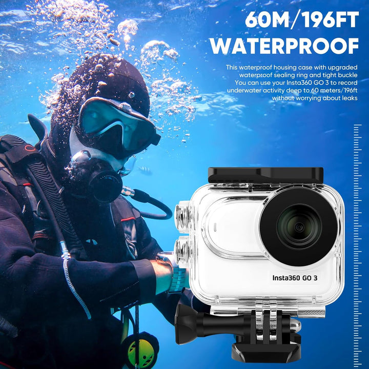 LEWOTE Wasserdichte Hülle und schwimmender Handgriff, kompatibel mit Insta360 GO 3, schützendes Unte