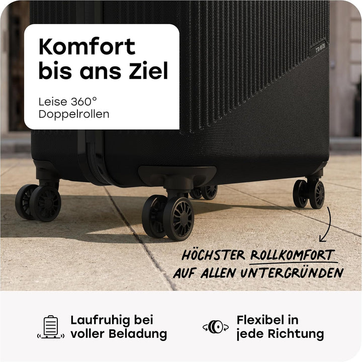 travelite 4-Rad Hartschalenkoffer gross 96 Liter, Gepäck Serie BALI: ABS Hartschalen Trolley mit TSA