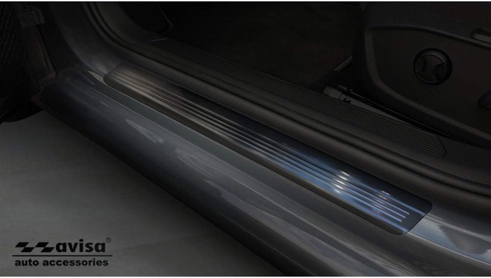 Avisa Black INOX Door sill Protectors Compatible with Volkswagen Golf VIII HB/Variant 2020- Brushed