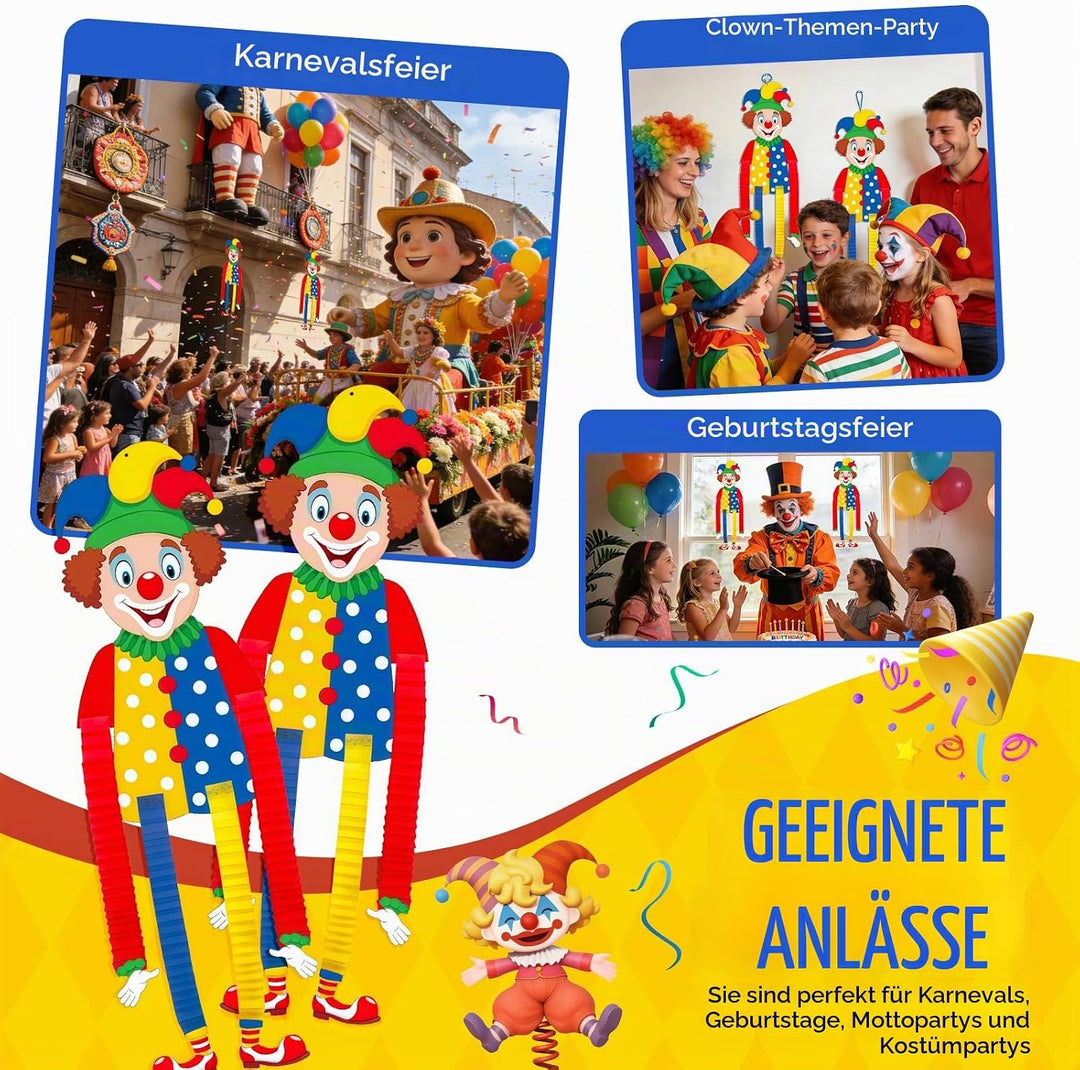 Ronronner 2 Stück Faschingsdeko Clown, Karneval Deko Clown, Verstellbare Wanddeko für Fenster &amp; Wand