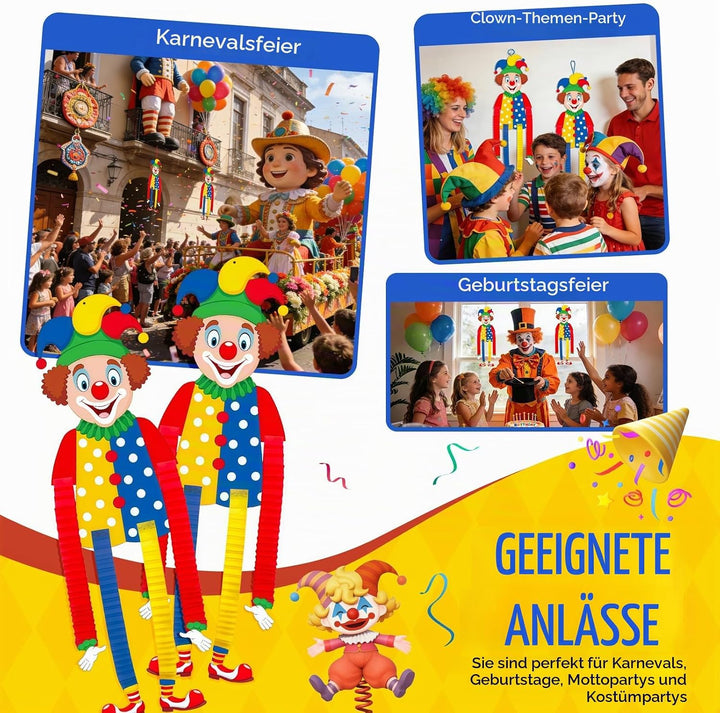 Ronronner 2 Stück Faschingsdeko Clown, Karneval Deko Clown, Verstellbare Wanddeko für Fenster &amp; Wand
