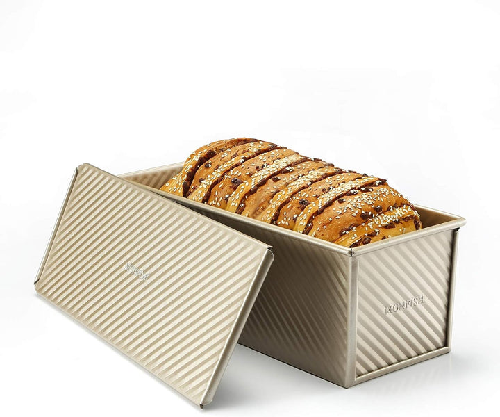 Monfish Brotbackformen Toast Brot Backform Pullman Laib Pfanne Brot Laib Dose mit verschiebbarem Dec