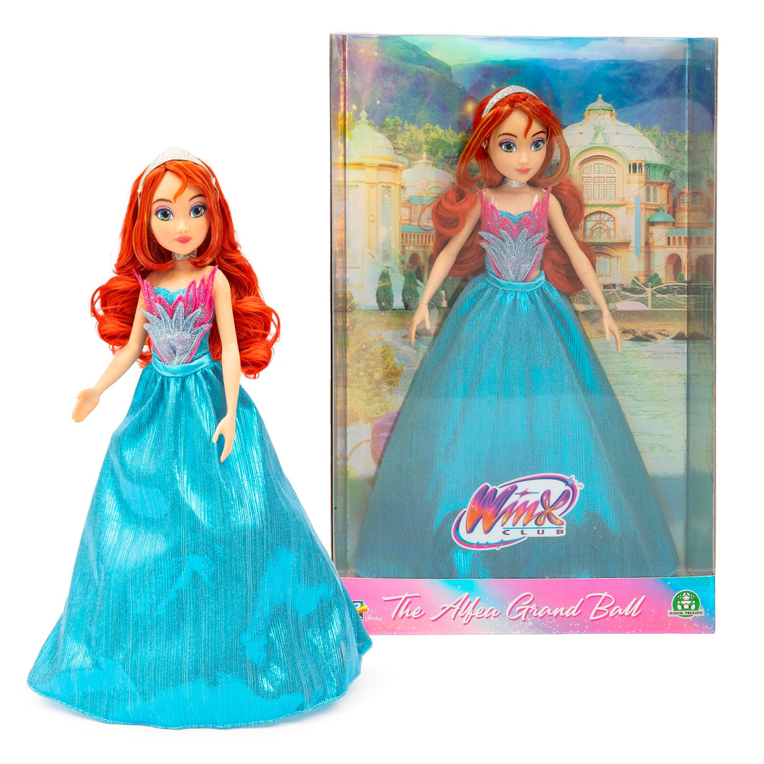 Winx Club Grand Ball Puppe – Bloom im funkelnden blauen Kleid mit Tiara – voll bewegliche Modepuppe
