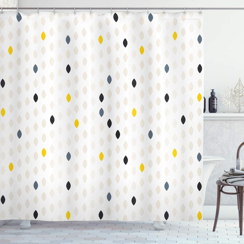 ABAKUHAUS Modern Duschvorhang, Polka Dots Geometrisch, mit 12 Ringe Set Wasserdicht Stielvoll Modern