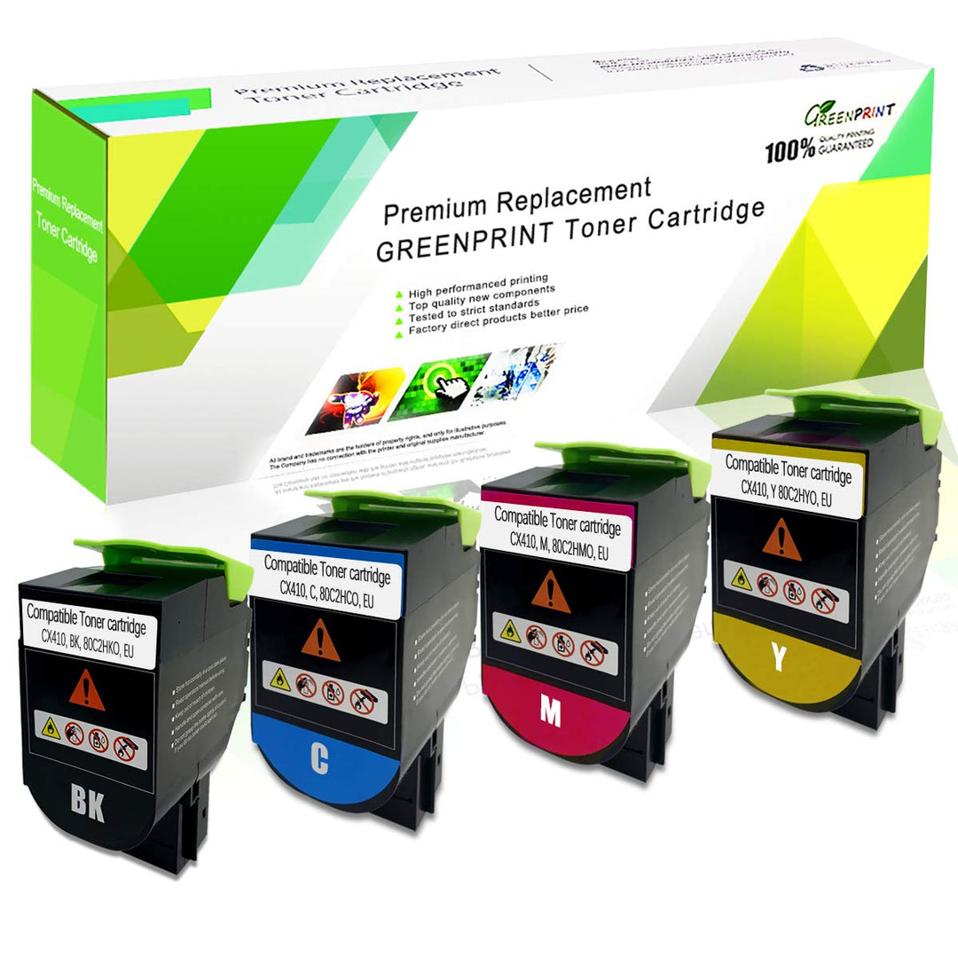 GREENPRINT 4-Farben-kompatible Tonerkartuschen CX410 CX510 Hohe Kapazität 4000 Seiten BK, 3000 Seite