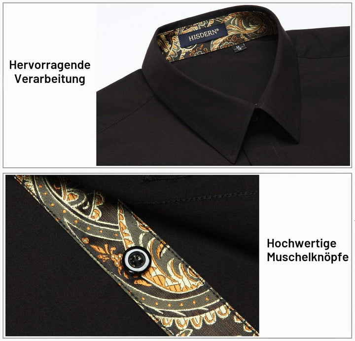 HISDERN Herren Hemd formelle Freizeithemd Businesshemden Freizeithemden Langarm Baumwolle Klassisch