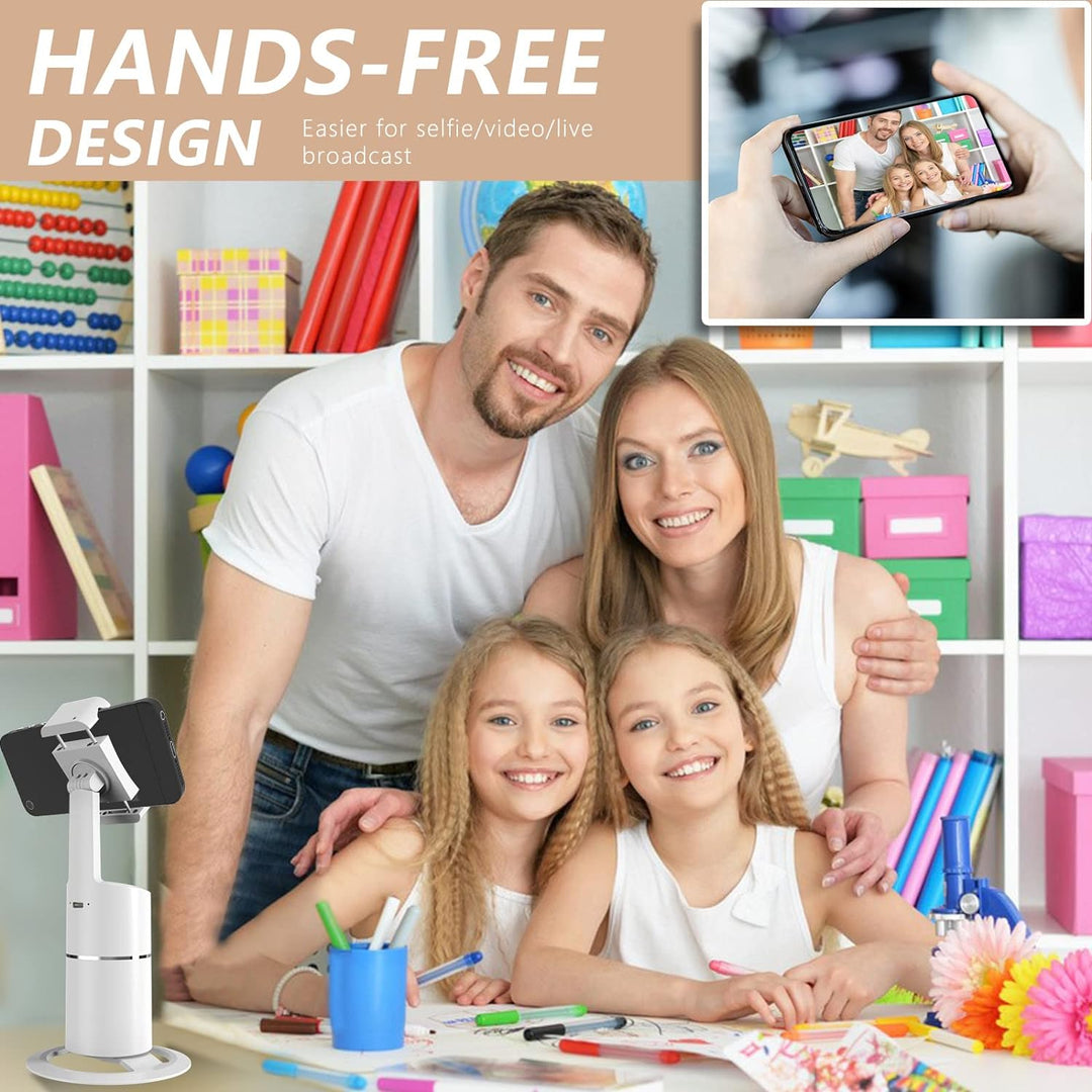 Handyhalterung für Smartphone,360 ° Drehbar Gesichts Tracker【Keine APP Erforderlich】 Selfie Stick,Ge