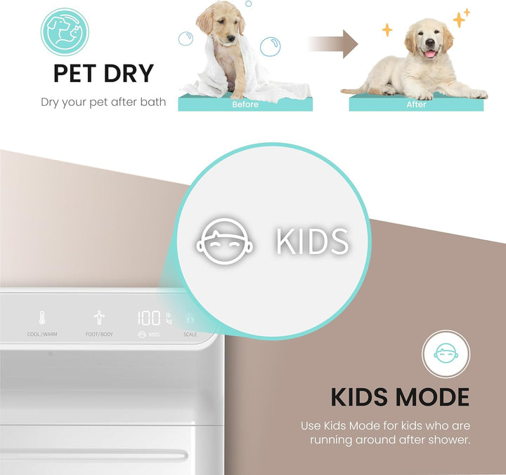 VOVO STYLEMENT BD-7700W Body & Foot Dryer, Made in Korea, Temperature & Wind Volume Controlled Dryer