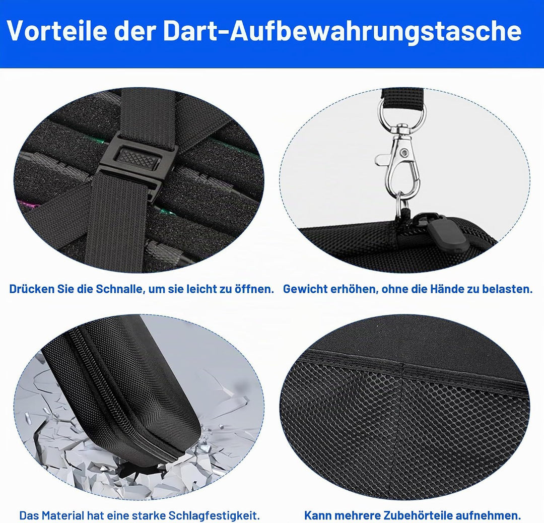 Darttasche,Dart Case,Dartt Etui Schwarz,FüR 12 Darts Professioneller Dartkoffer Mit Eva-Schutz &amp; Tra