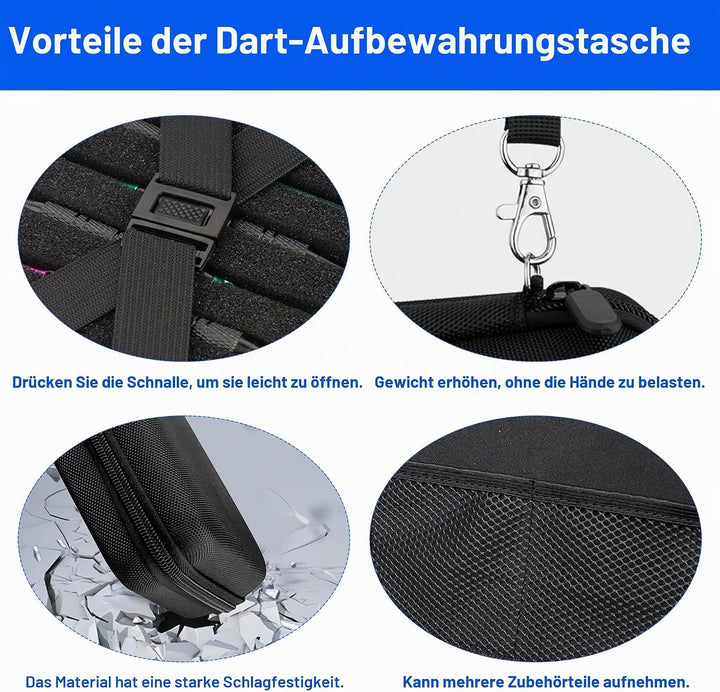Darttasche,Dart Case,Dartt Etui Schwarz,FüR 12 Darts Professioneller Dartkoffer Mit Eva-Schutz &amp; Tra