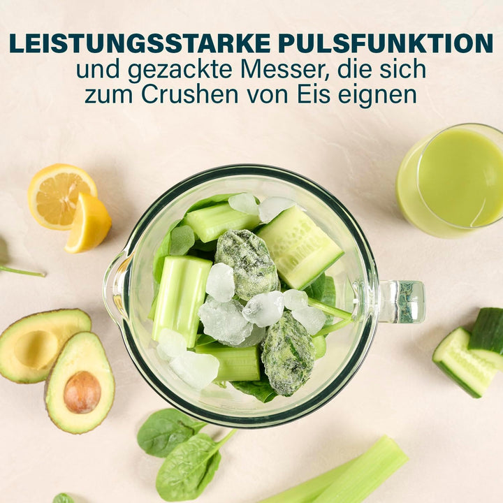 Princess Standmixer - 4 Geschwindigkeitsstufen, Impuls-Funktion, 6 Klingen, 1000 Watt, 1,5 Liter Gla