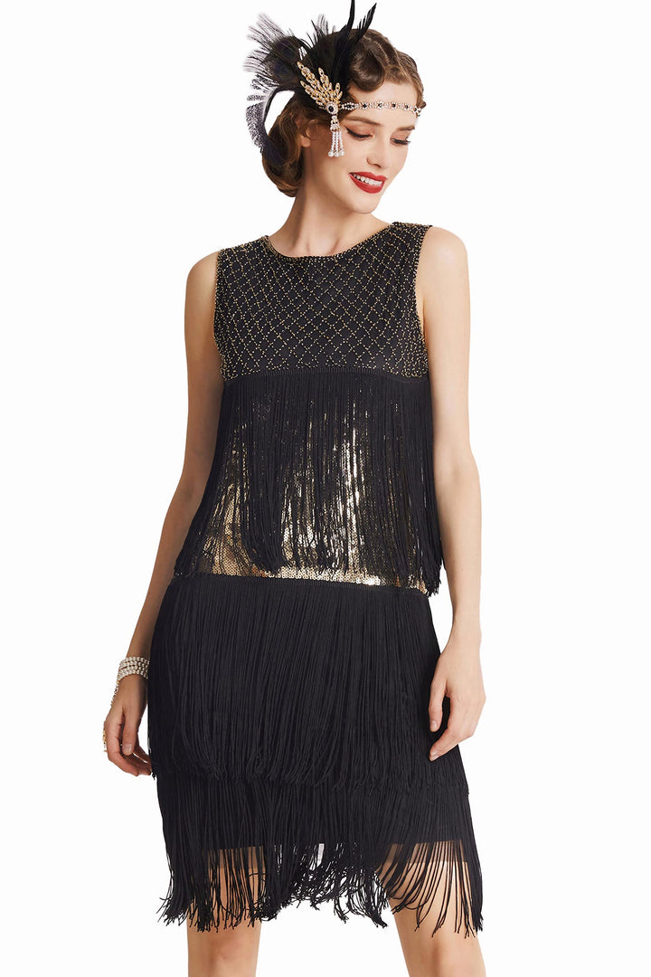 BABEYOND Women’s 1920s Charleston Dress - Knee-Length Cocktail Party Dress - 20s Flapper - Women’s G