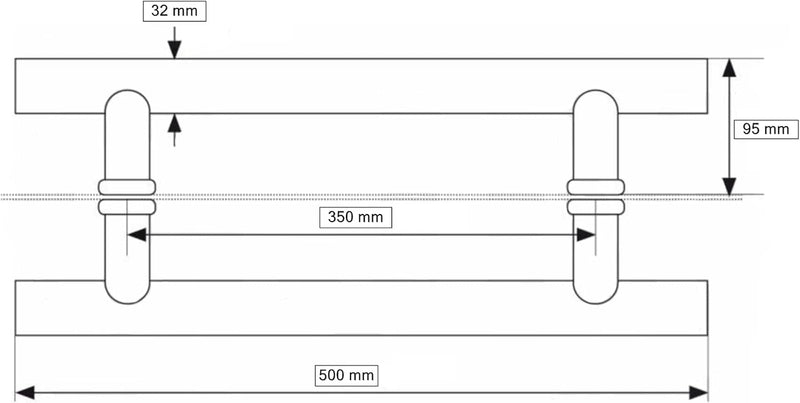 KOTARBAU® Haustürbeschlag 32x350 mm Stangengriff Stossgriff Türgriff Türbeschlag Haustürgriff