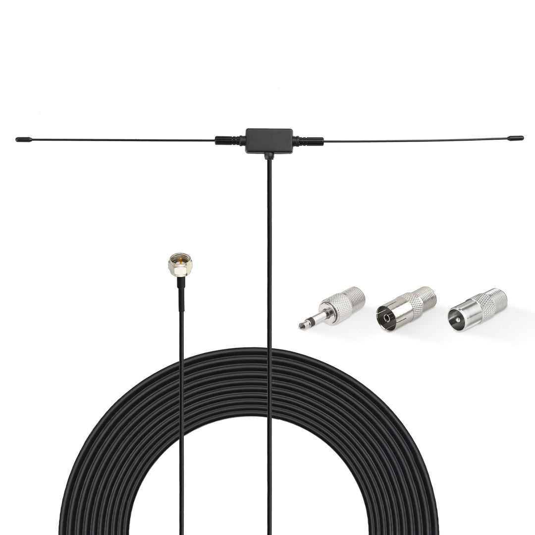 Superbat FM/AM UKW Antenne Dipolantenne mit Teflon-Beschichtung | F-Stecker mit 3m Verlängerungskabe